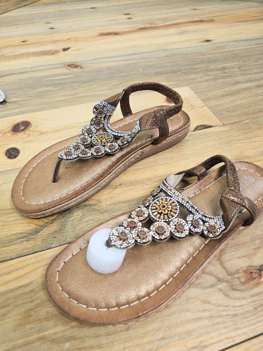 Yasirun Bronze Sandals with Metallic Embellishments